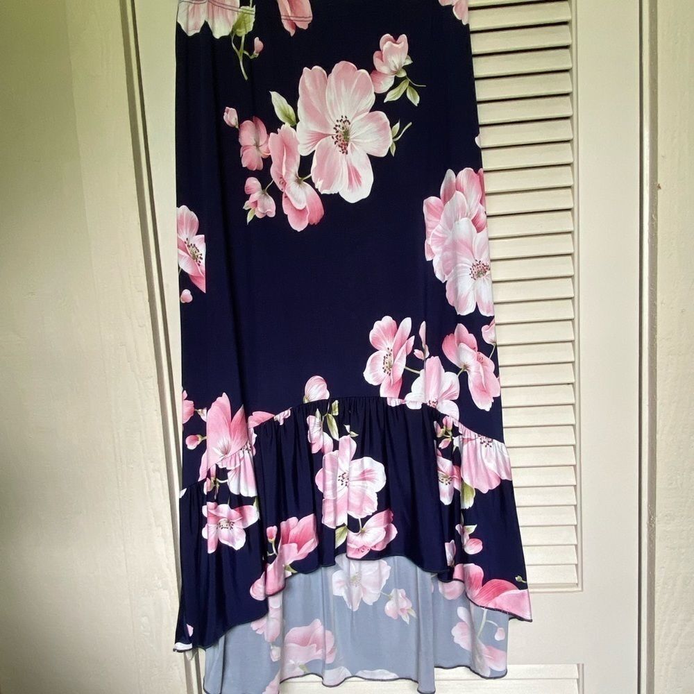 VINTAGE Emi & Joe floral ruffled high low skirt